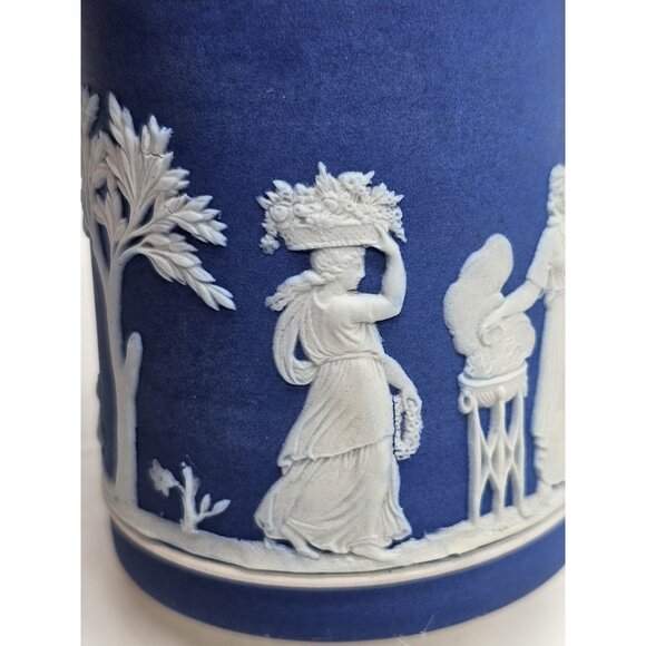 Wedgewood Jasperware Blue And White 4" Creamer Victorian Ornate Boho - Picture 5 of 13